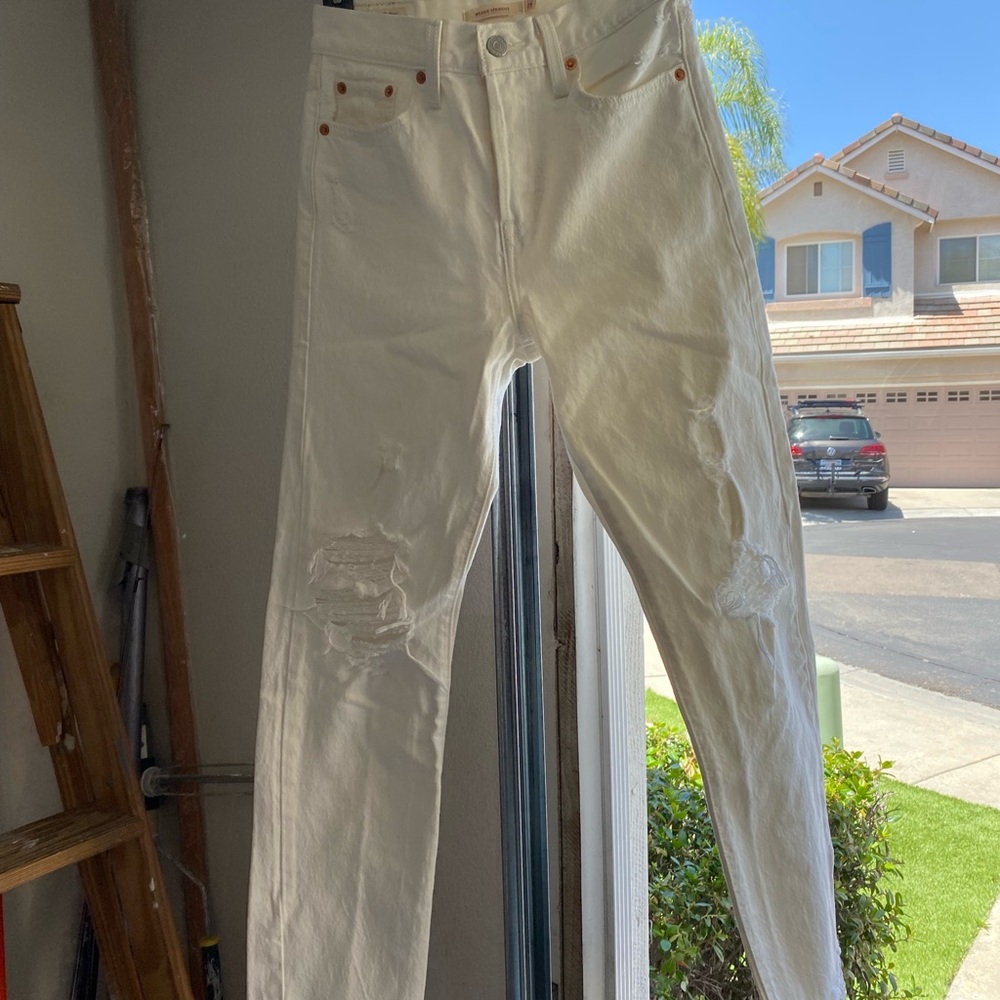 White wedge straight LEVI jeans